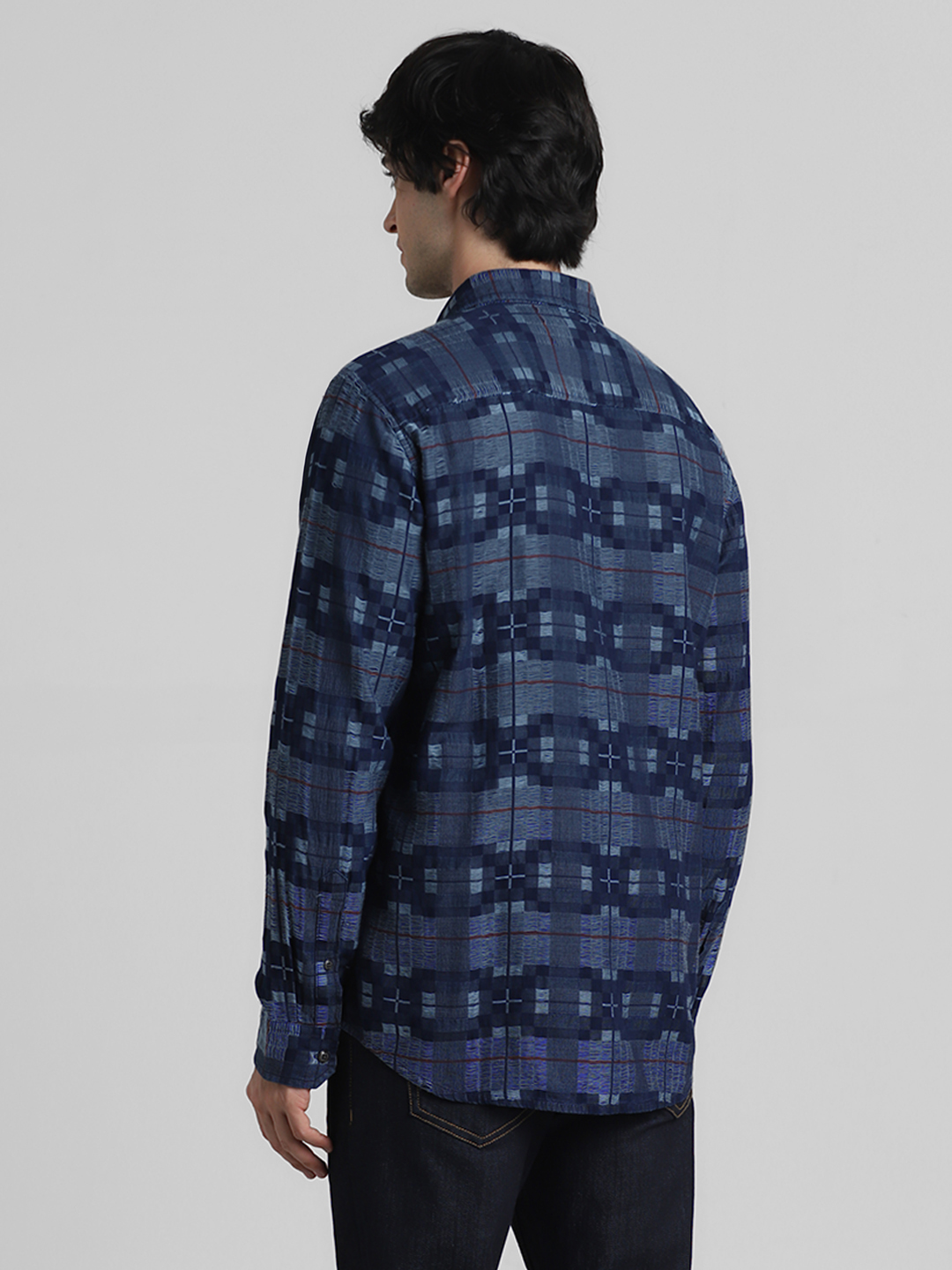 Jack & Jones Men Checkered Blue Shirt