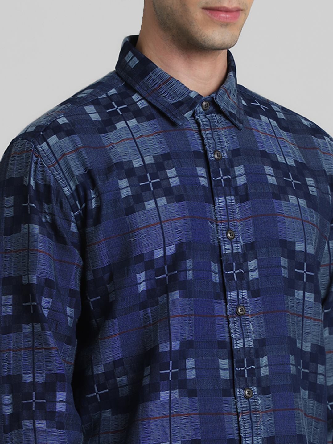 Jack & Jones Men Checkered Blue Shirt