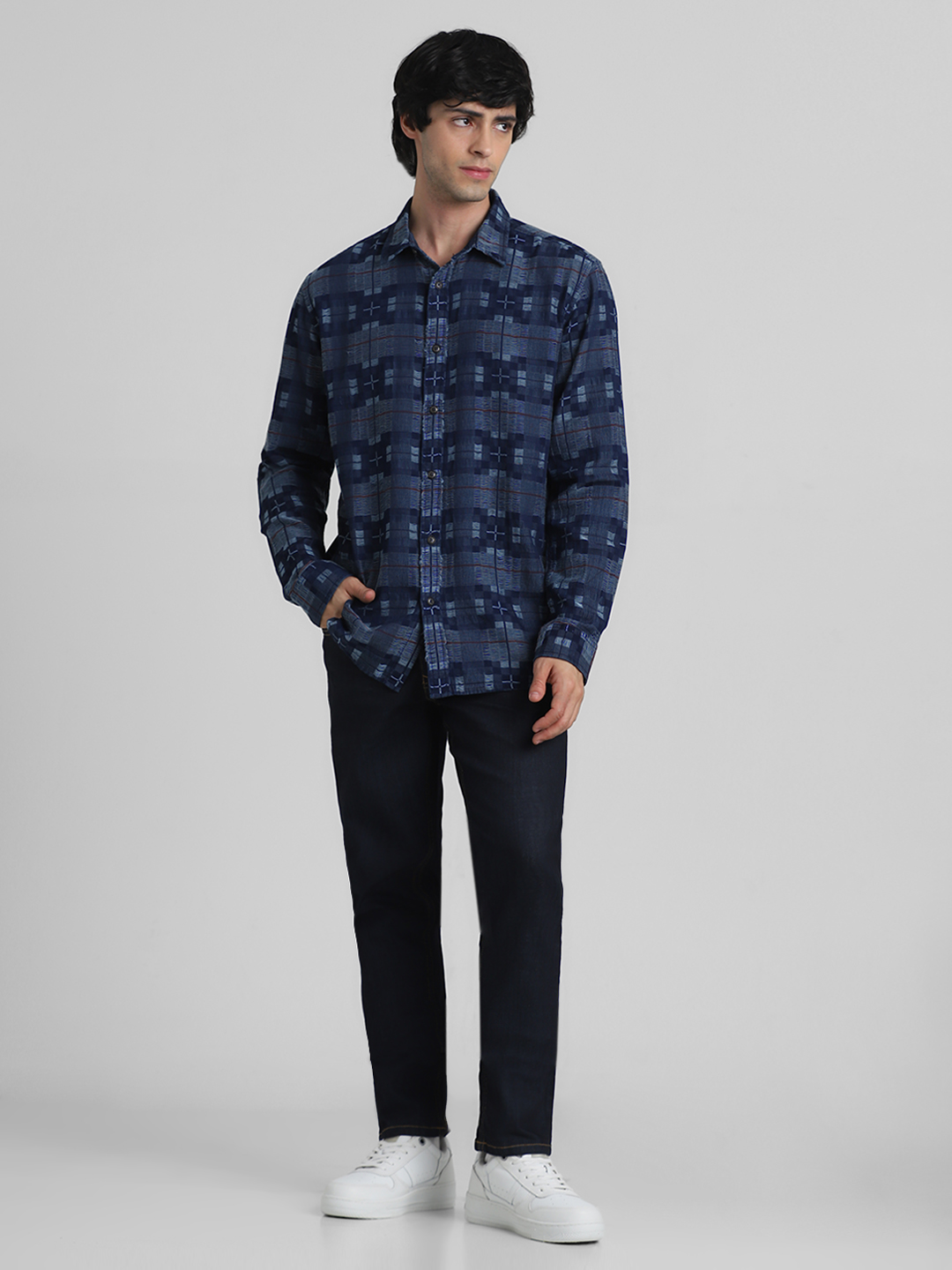 Jack & Jones Men Checkered Blue Shirt
