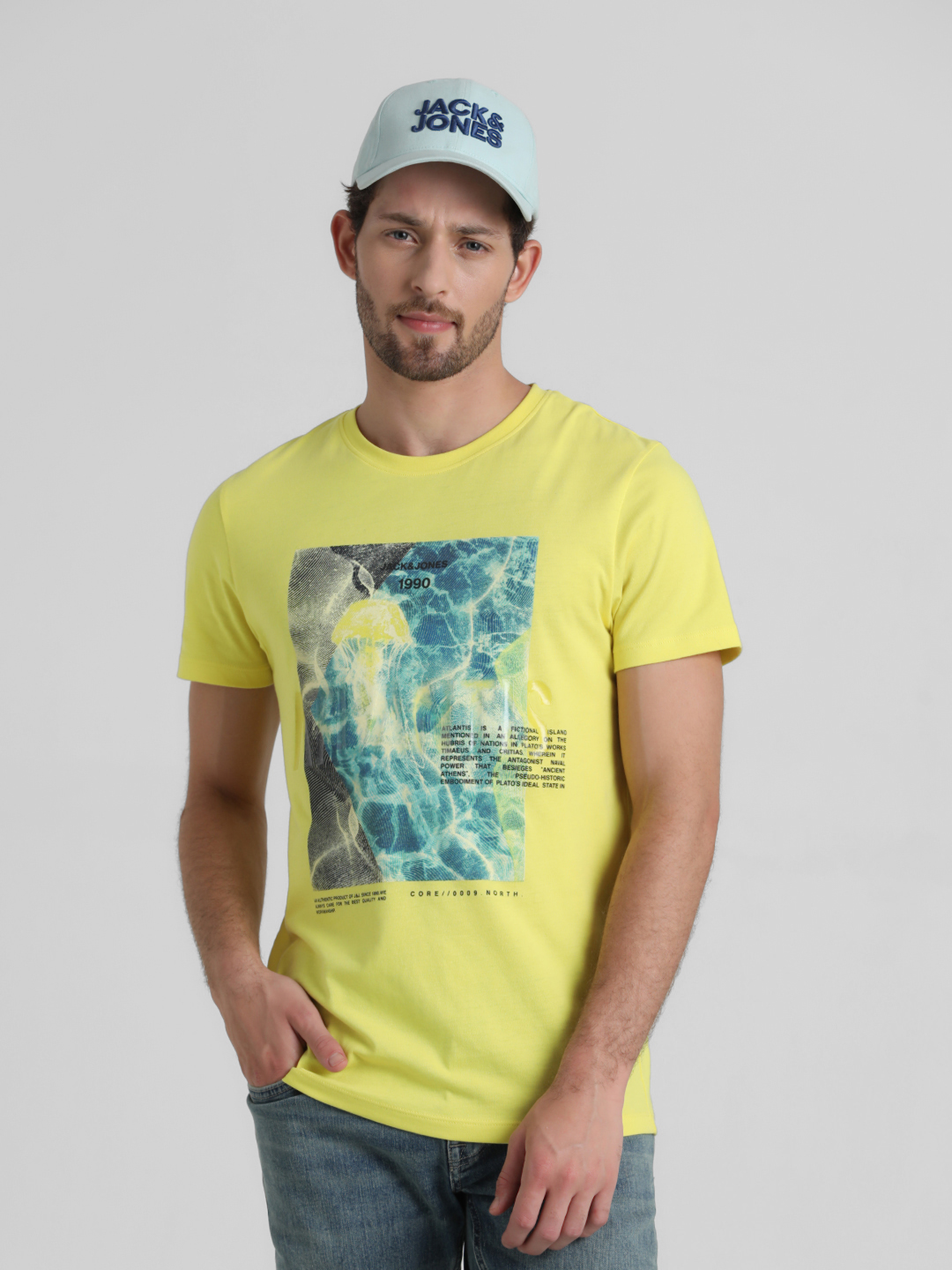 Jack & Jones Men Graphic Print Yellow T-Shirt