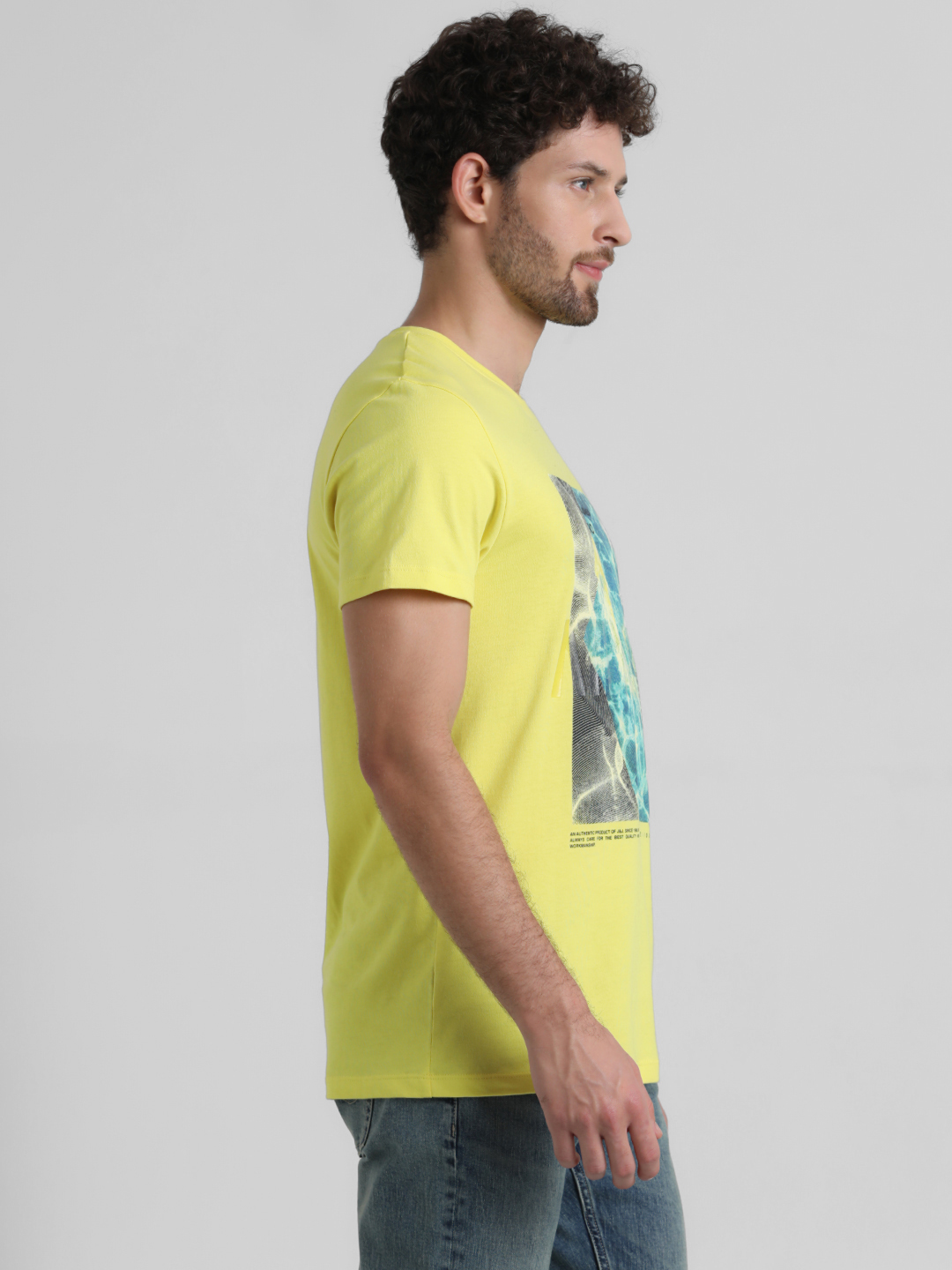 Jack & Jones Men Graphic Print Yellow T-Shirt
