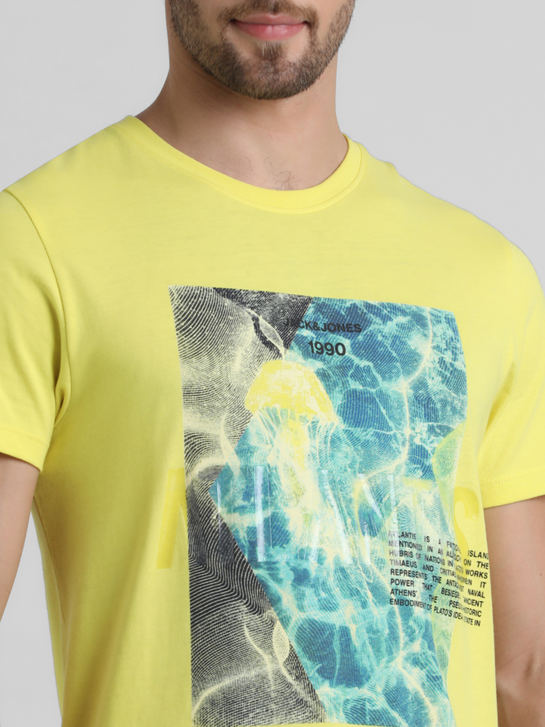 Jack & Jones Men Graphic Print Yellow T-Shirt