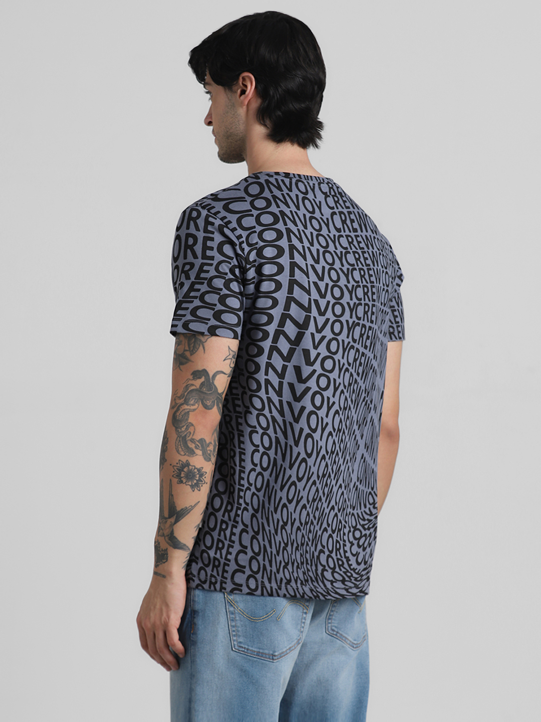 Jack & Jones Men Typography Grey T-Shirt