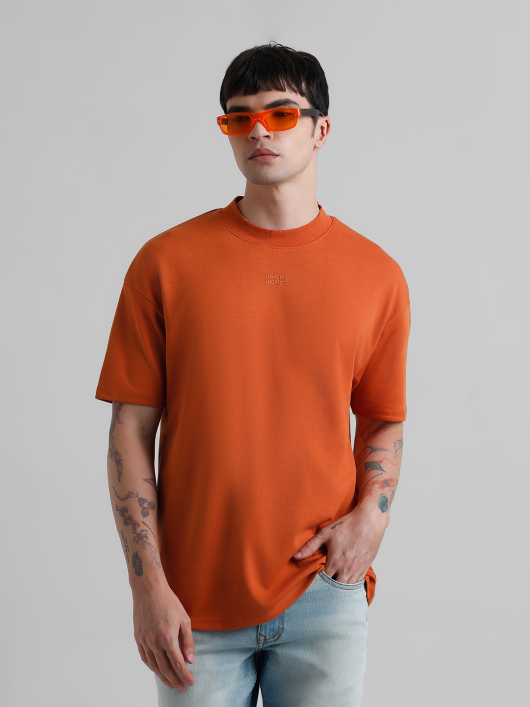 Jack & Jones Men Solid Brown T-Shirt