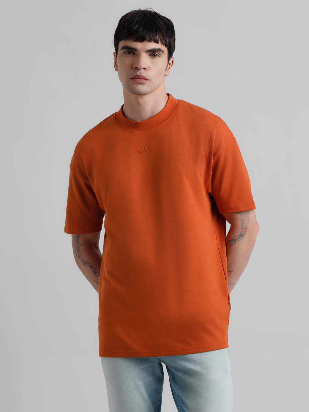 Jack & Jones Men Solid Brown T-Shirt