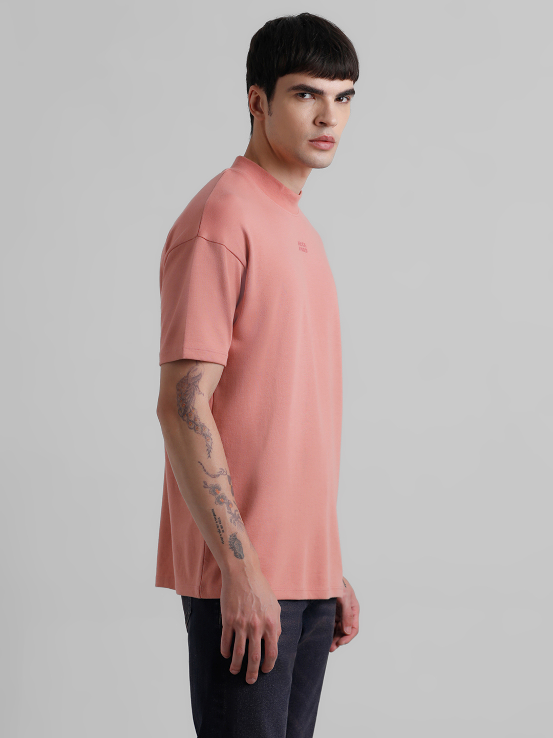Jack & Jones Men Solid Pink T-Shirt