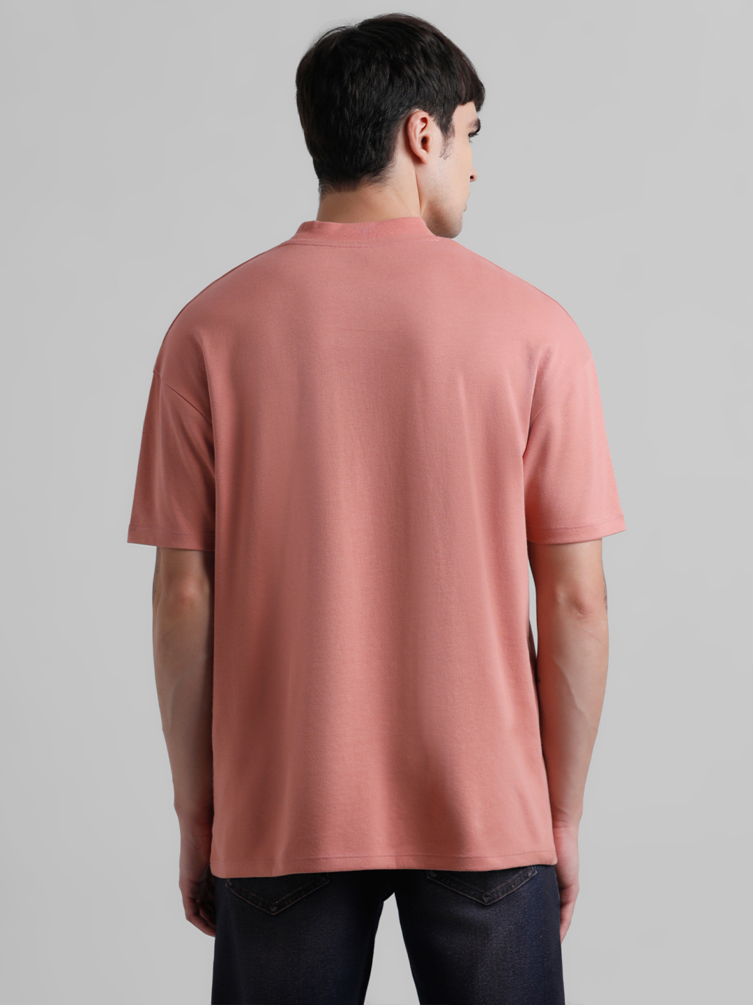Jack & Jones Men Solid Pink T-Shirt
