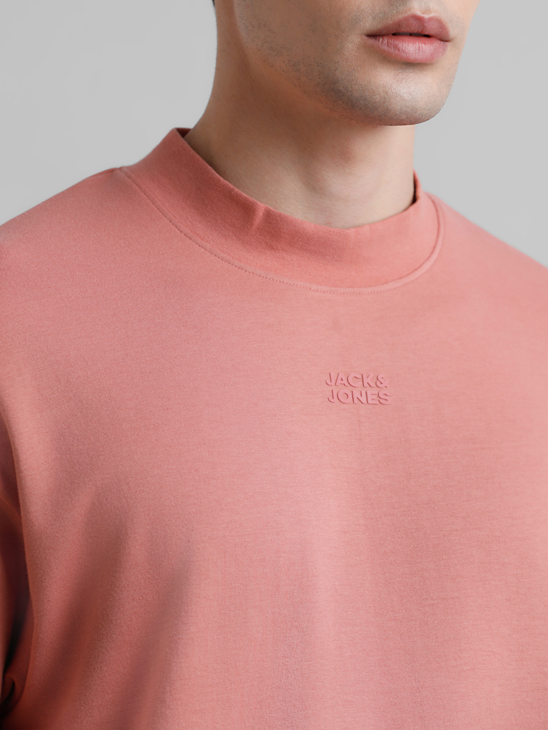 Jack & Jones Men Solid Pink T-Shirt
