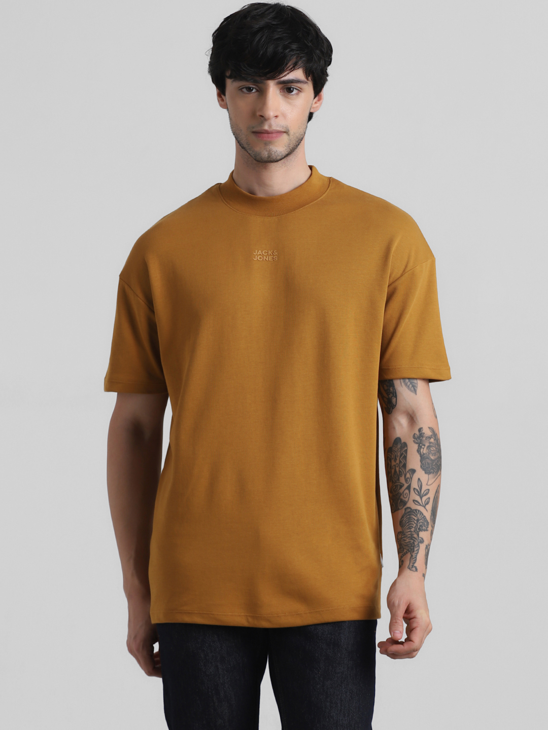 Jack & Jones Men Solid Brown T-Shirt
