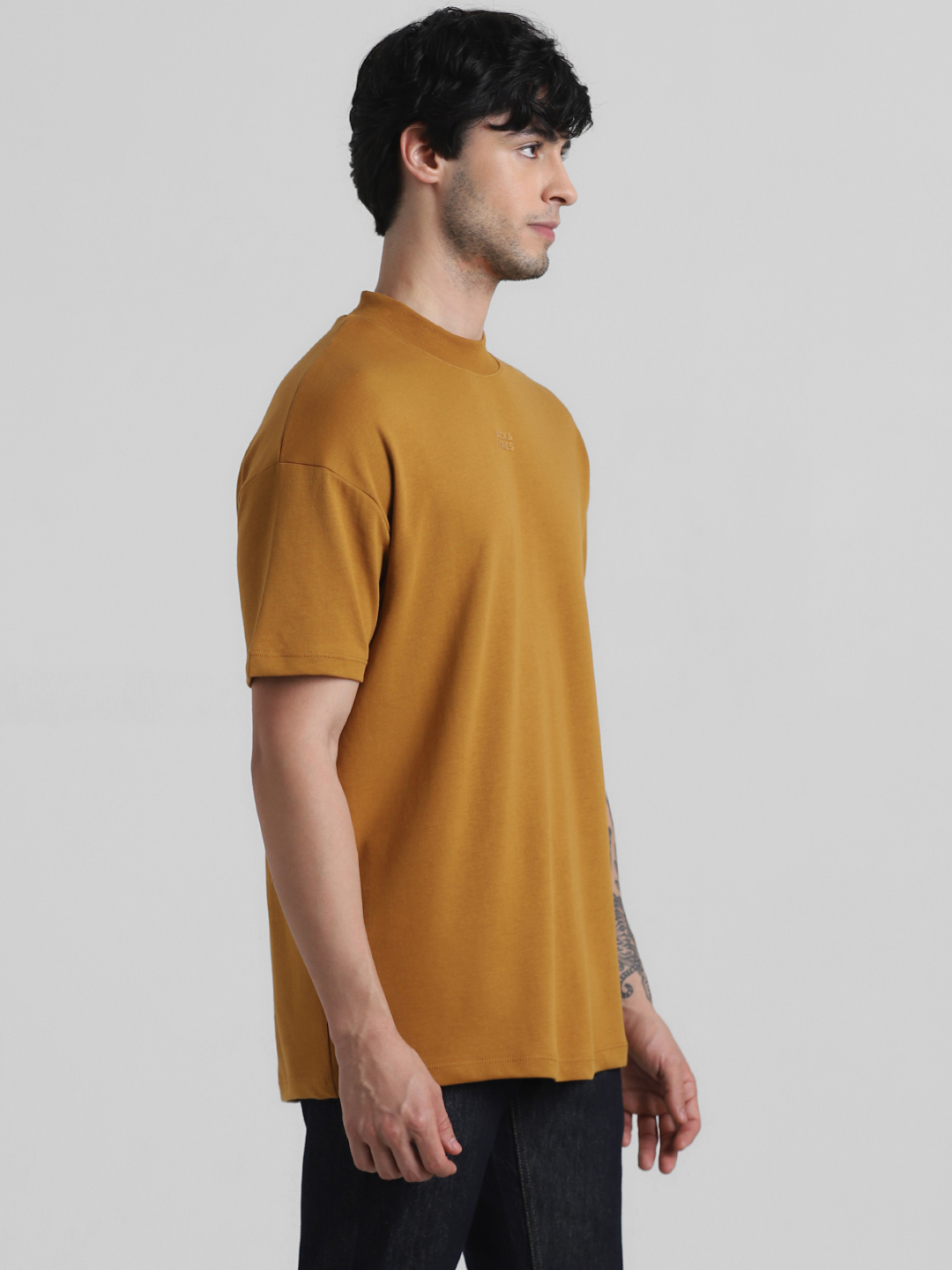 Jack & Jones Men Solid Brown T-Shirt