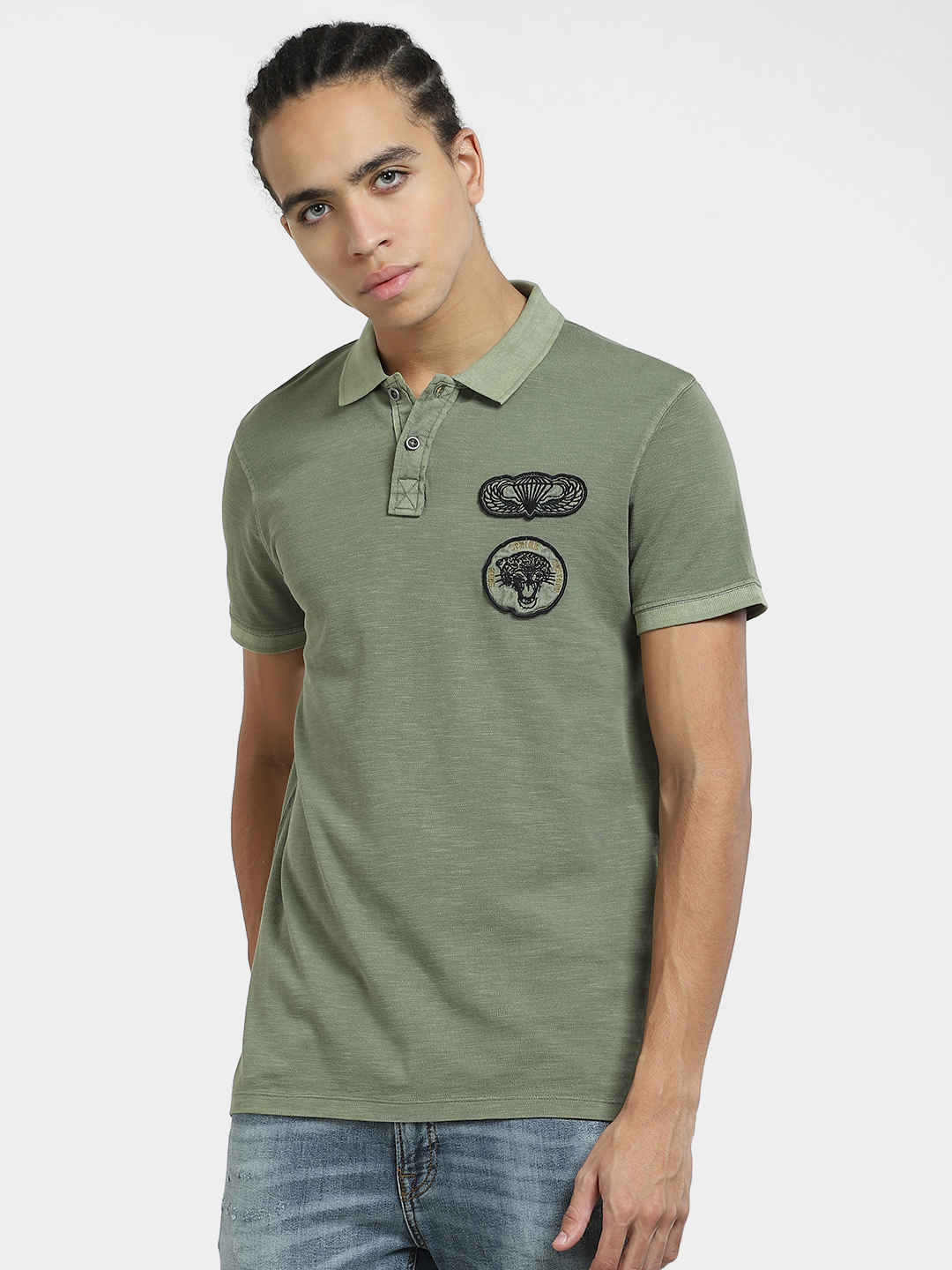 Jack & Jones Men Applique Green T-Shirt