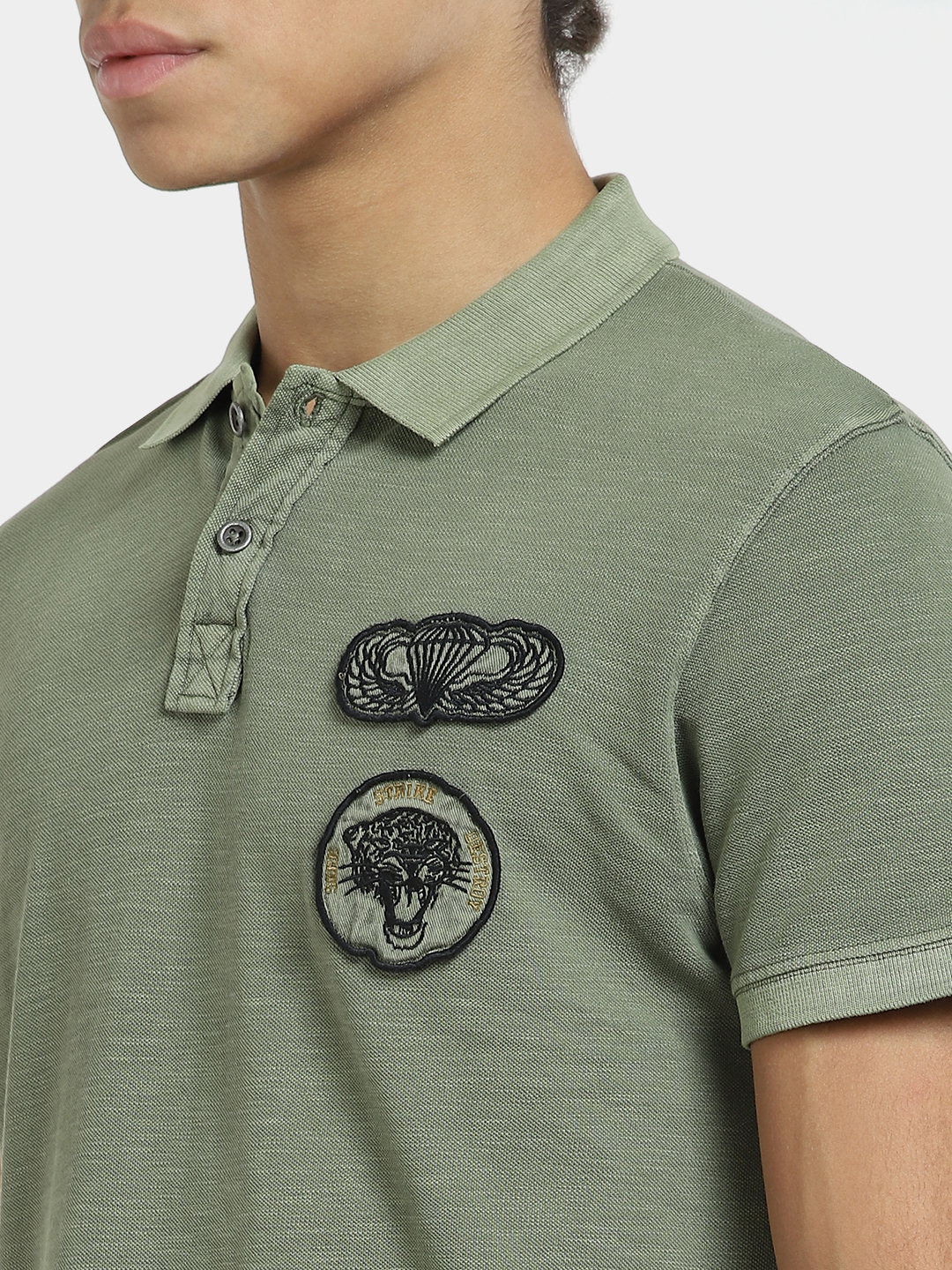 Jack & Jones Men Applique Green T-Shirt