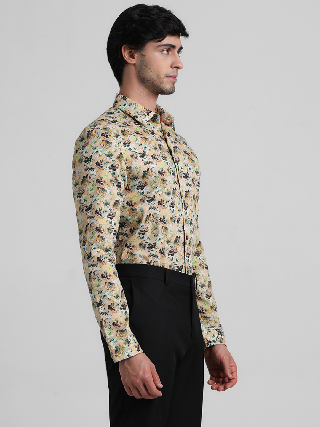 Jack & Jones Men Floral Print Yellow Shirt