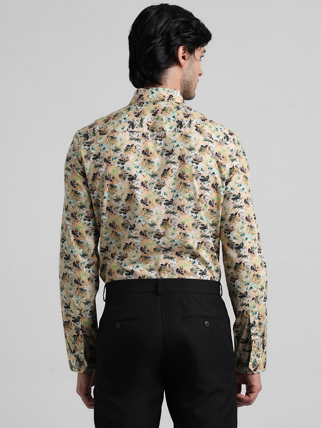 Jack & Jones Men Floral Print Yellow Shirt
