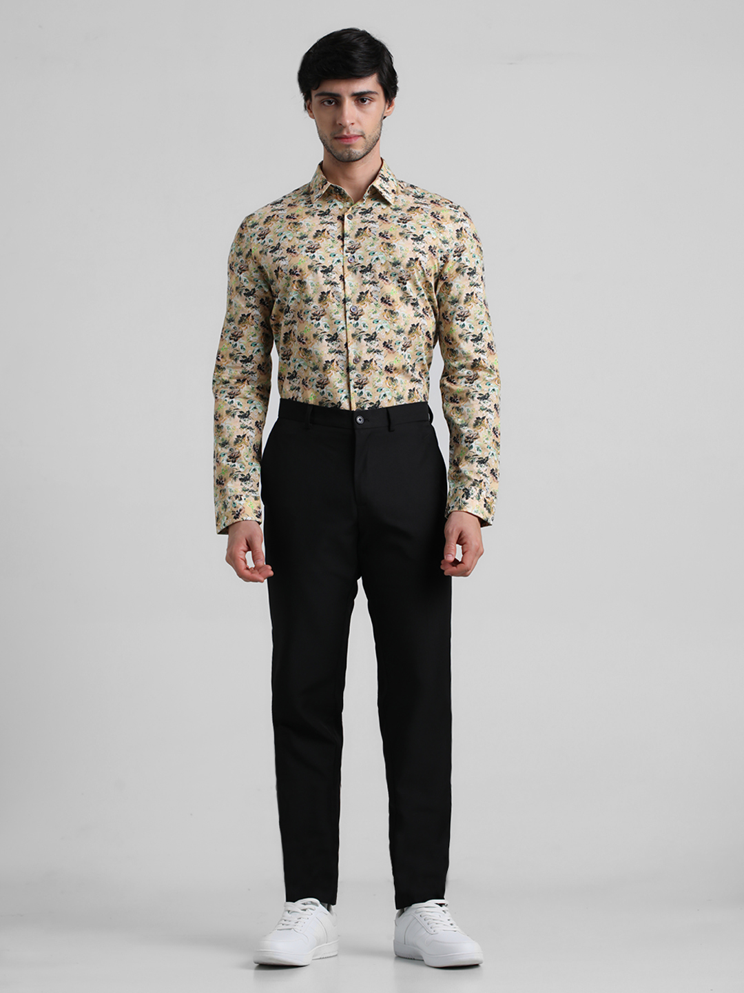 Jack & Jones Men Floral Print Yellow Shirt