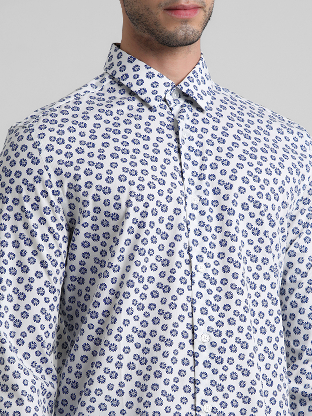 Jack & Jones Men Floral Print White Shirt