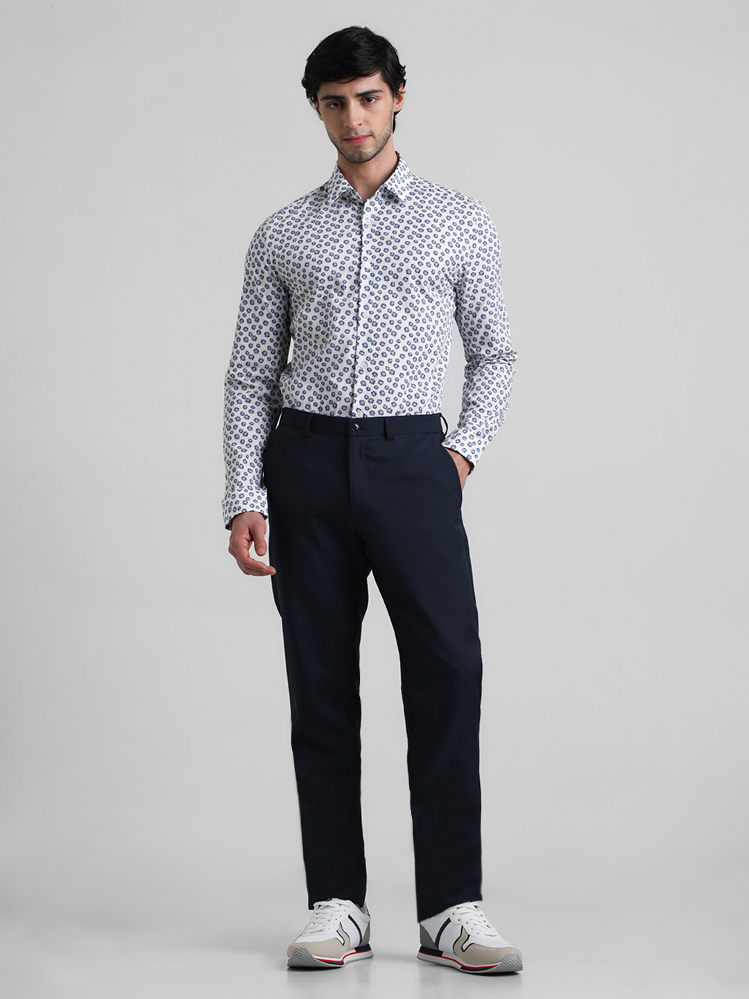 Jack & Jones Men Floral Print White Shirt