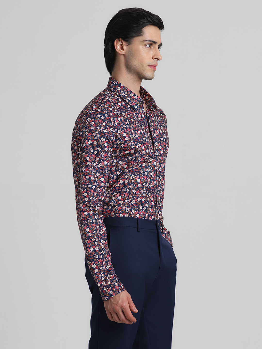 Jack & Jones Men Floral Print Blue Shirt