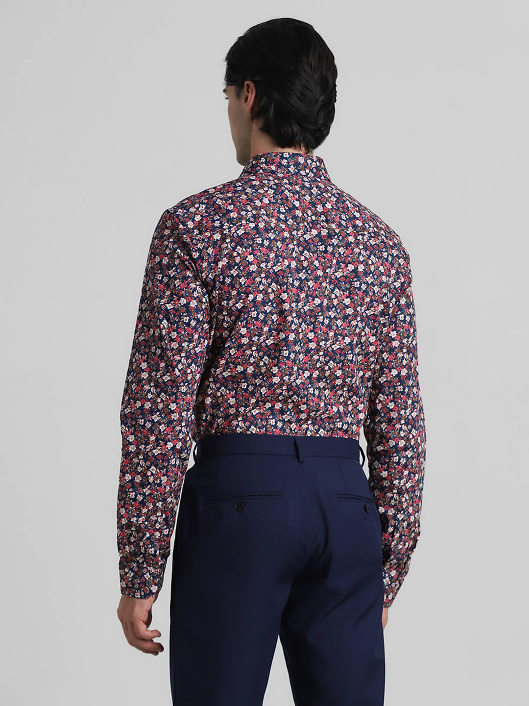 Jack & Jones Men Floral Print Blue Shirt