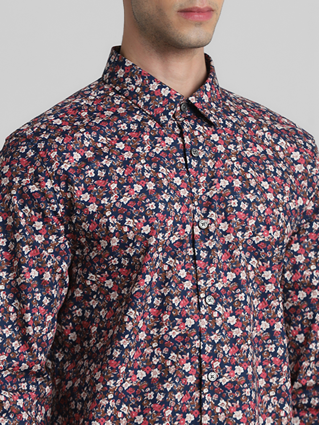 Jack & Jones Men Floral Print Blue Shirt