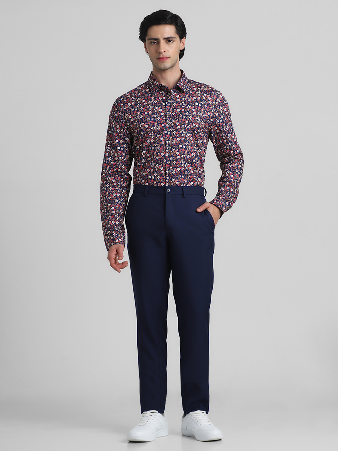Jack & Jones Men Floral Print Blue Shirt