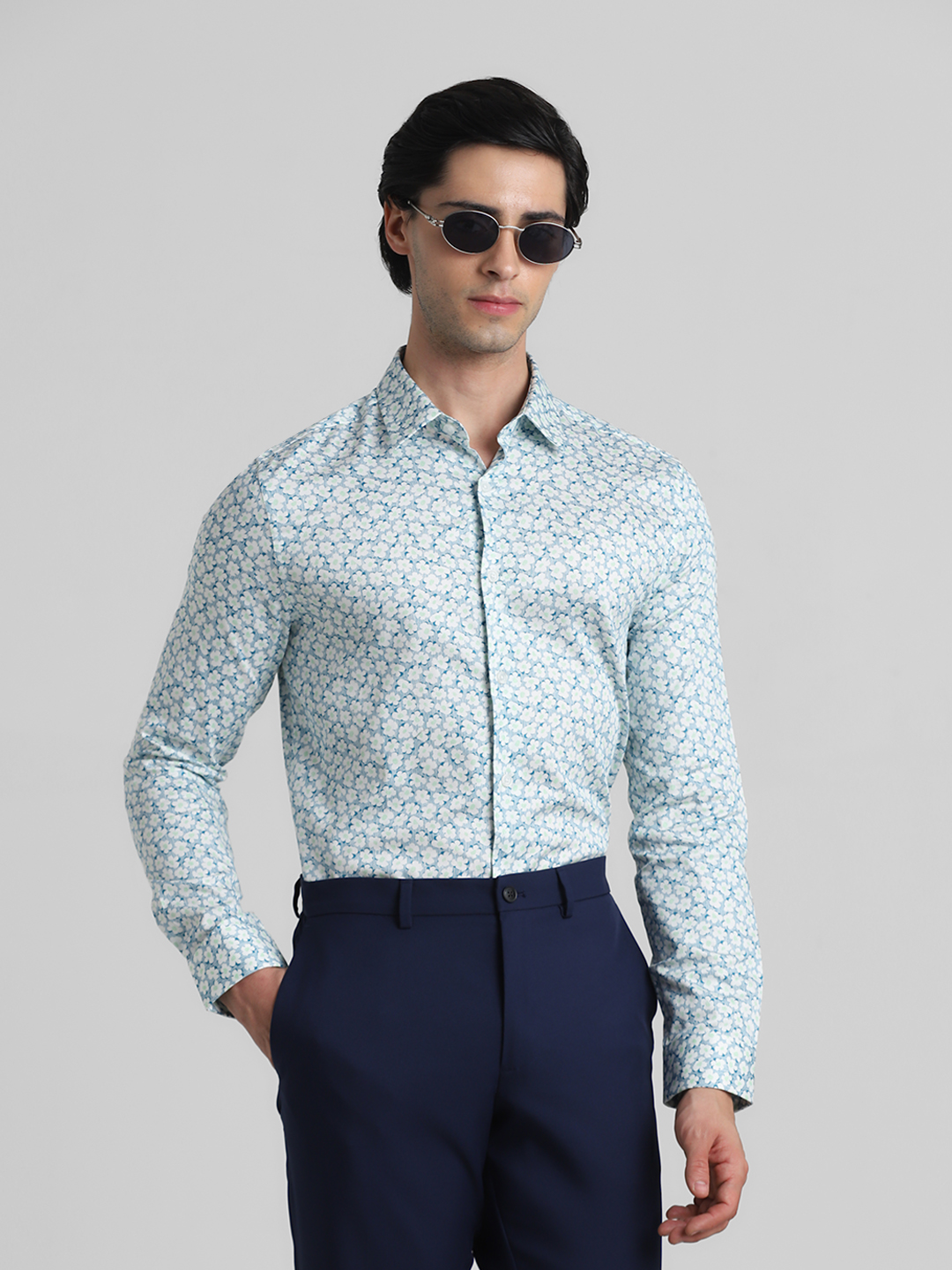 Jack & Jones Men Floral Print White Shirt
