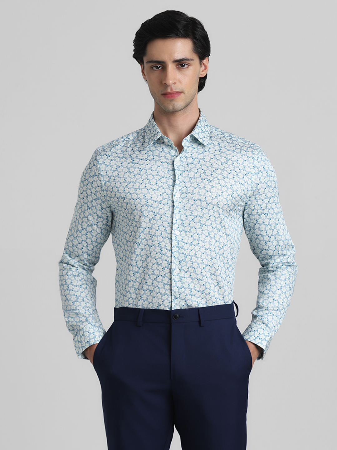 Jack & Jones Men Floral Print White Shirt