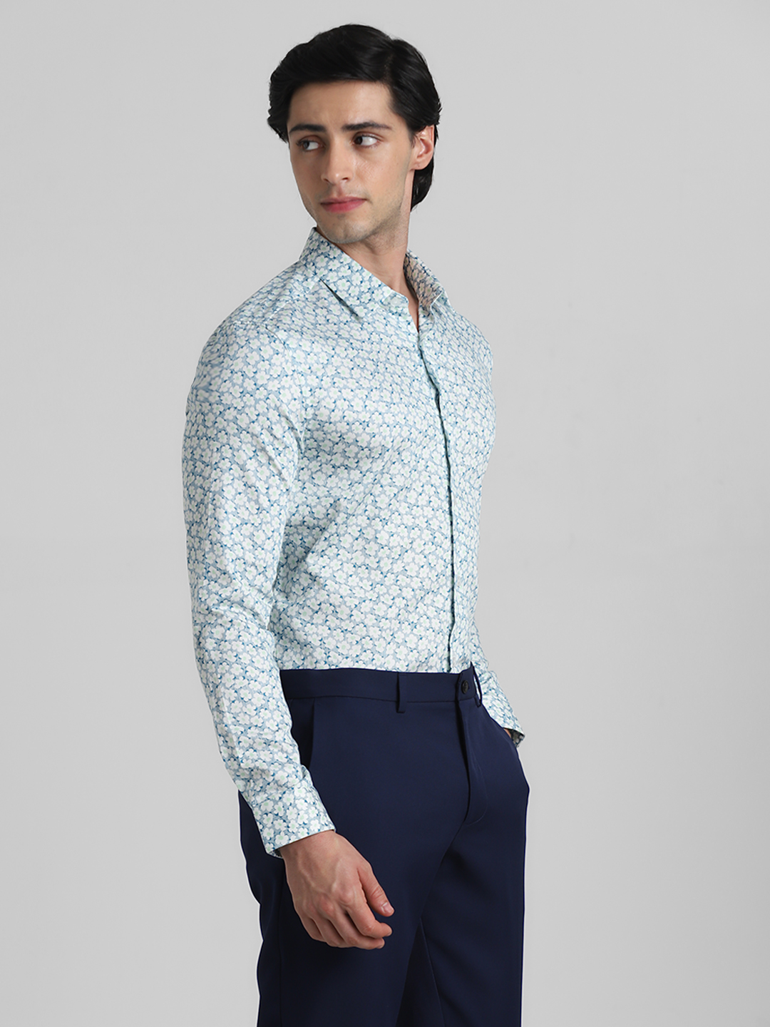 Jack & Jones Men Floral Print White Shirt