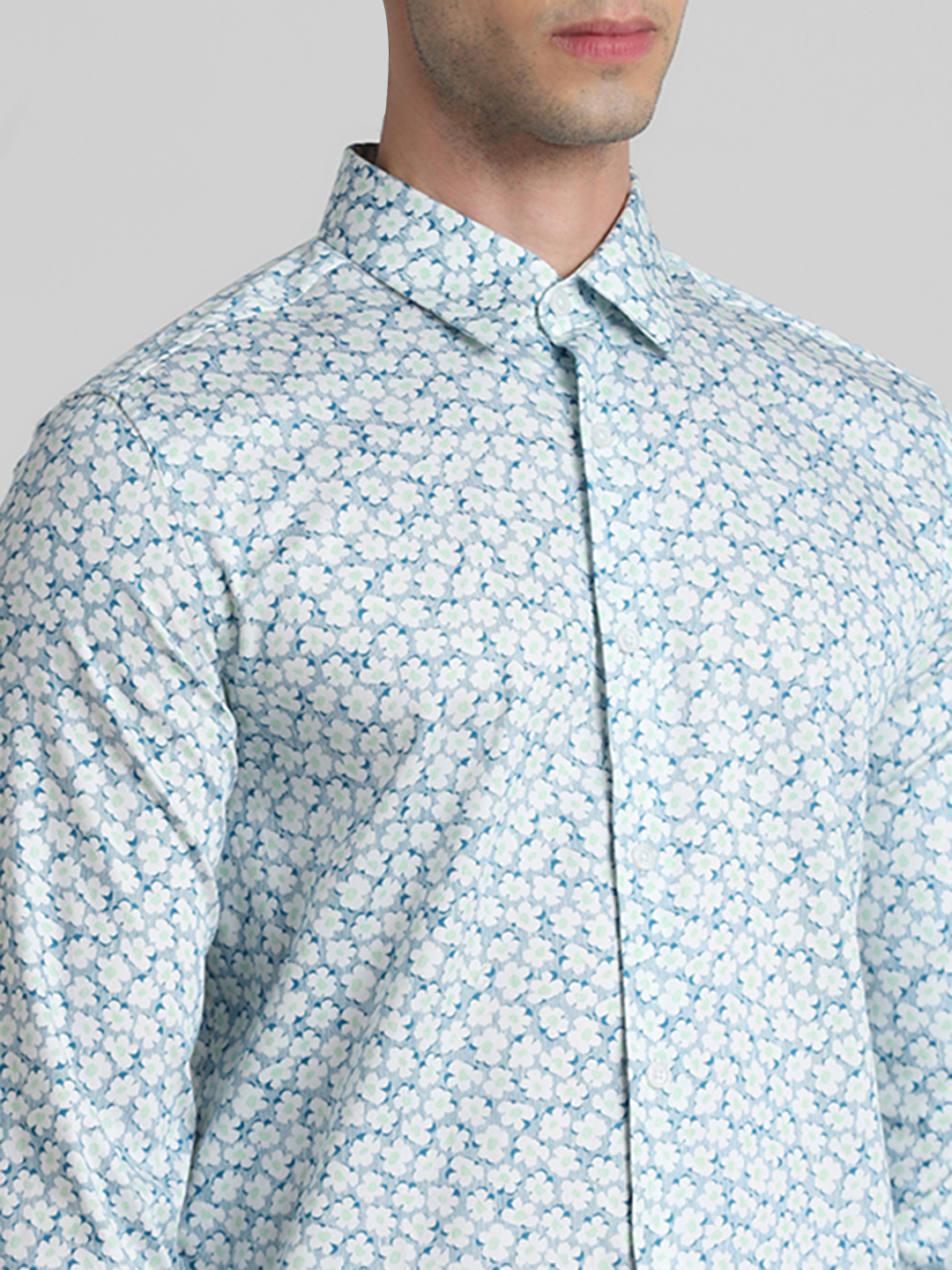 Jack & Jones Men Floral Print White Shirt