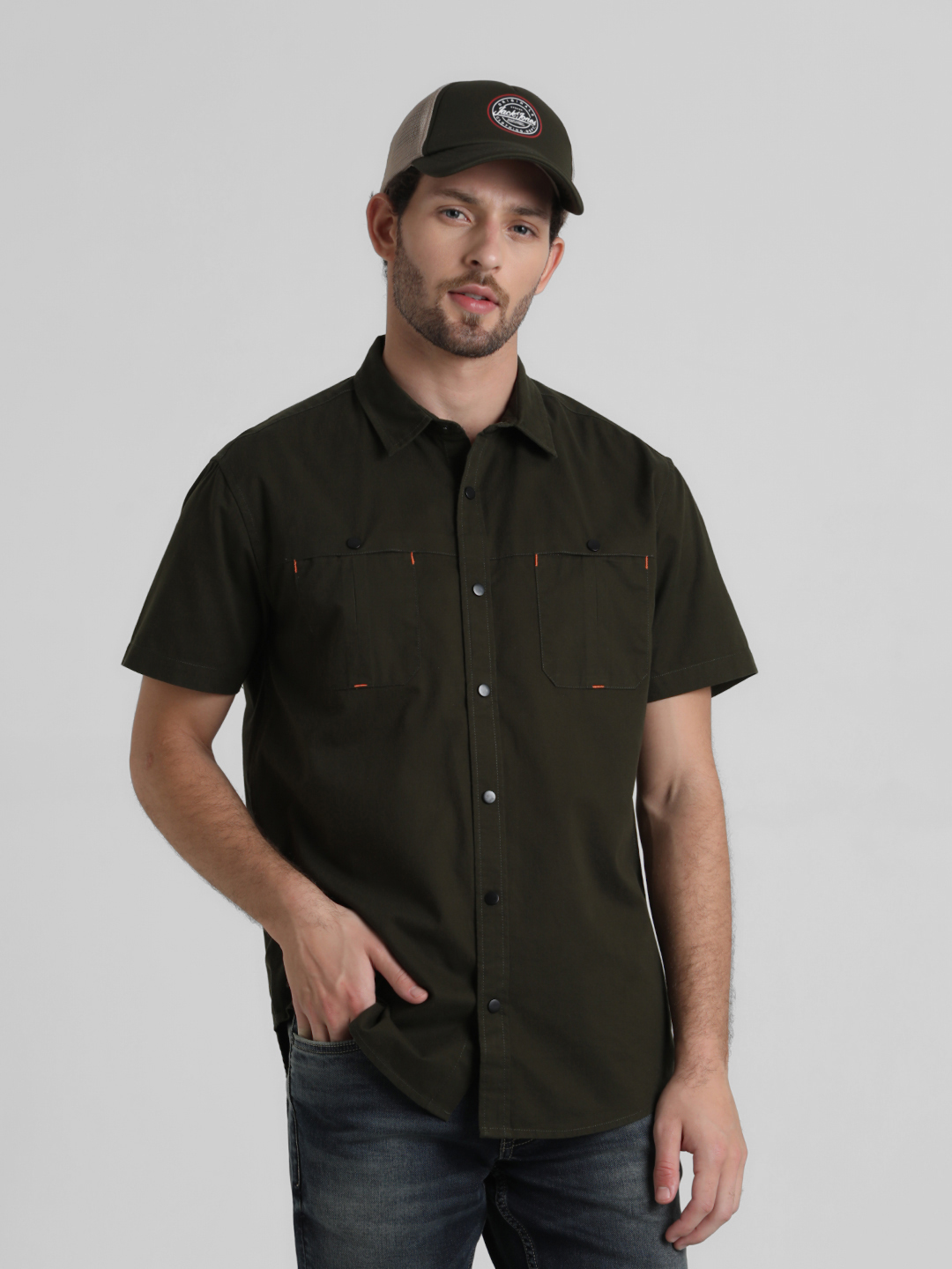 Jack & Jones Men Solid Green Shirt