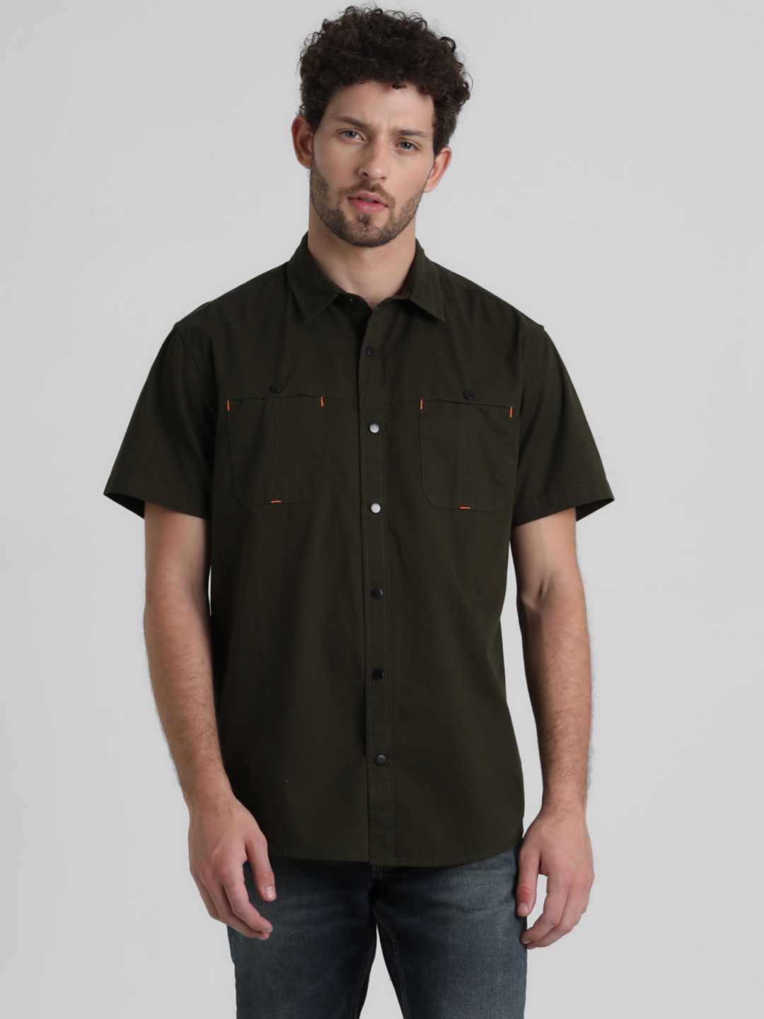 Jack & Jones Men Solid Green Shirt
