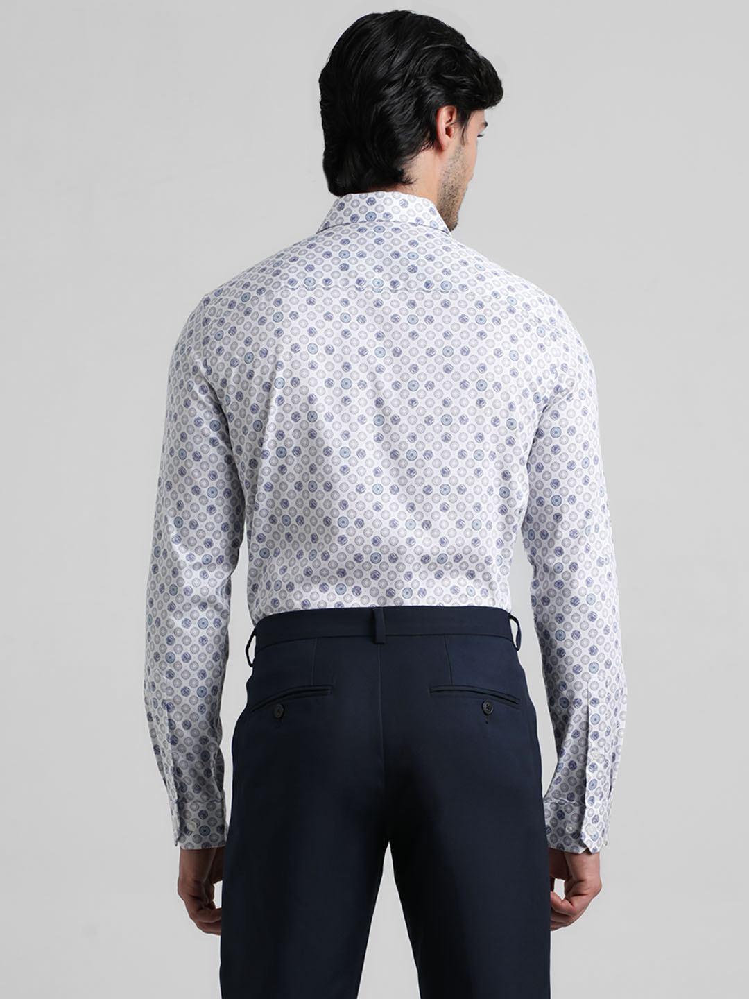 Jack & Jones Men Geometric Print White Shirt