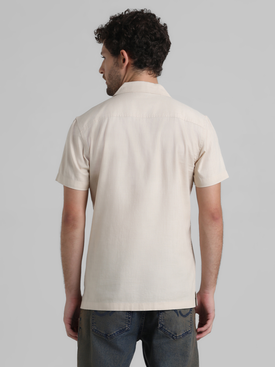 Jack & Jones Men Solid Beige Shirt