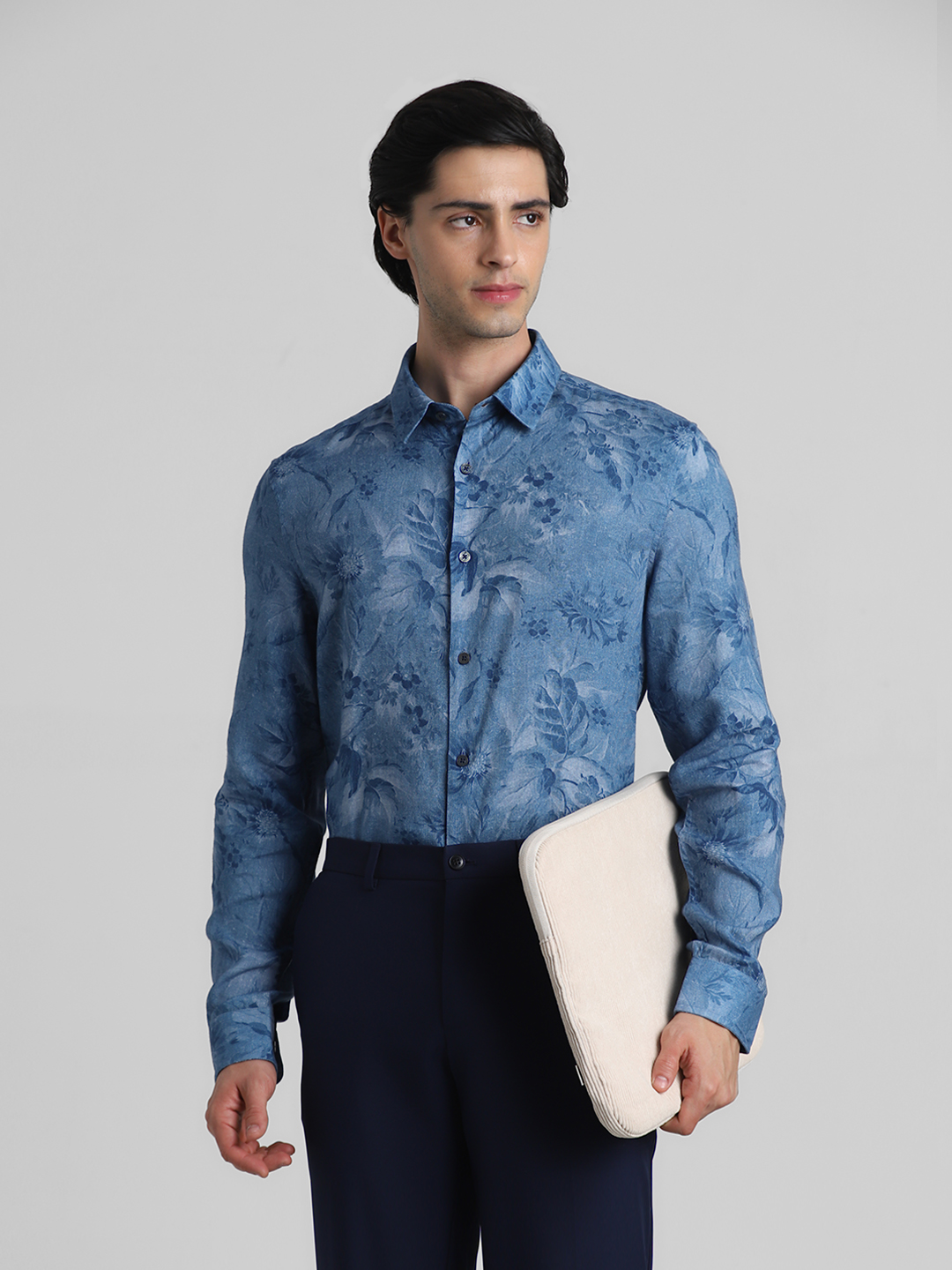 Jack & Jones Men Floral Print Blue Shirt