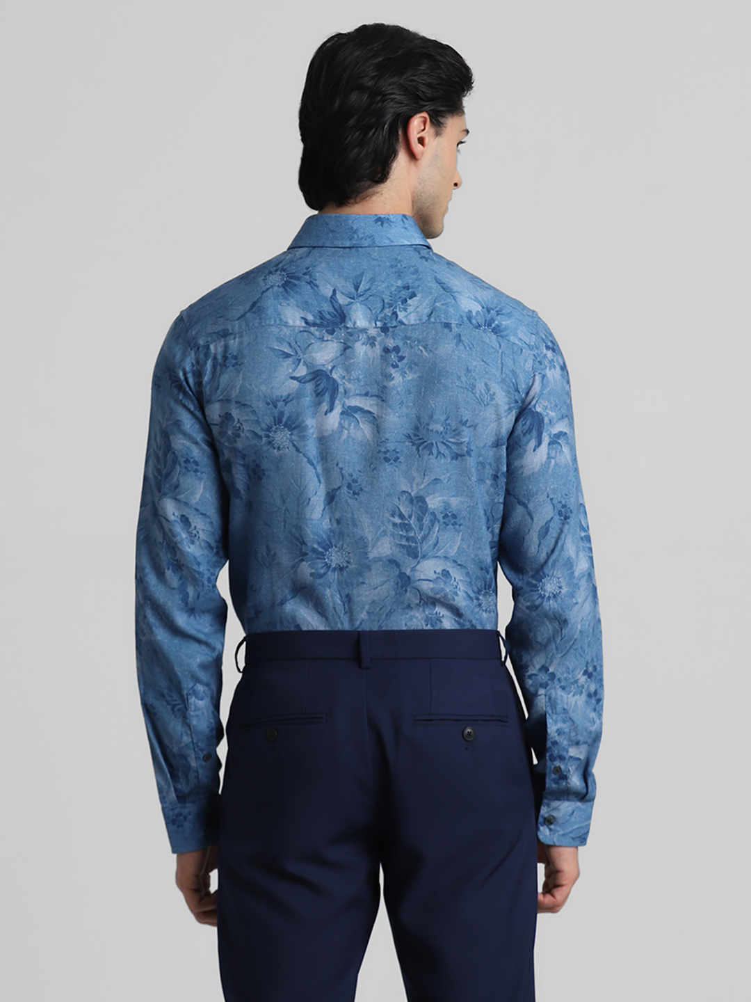 Jack & Jones Men Floral Print Blue Shirt