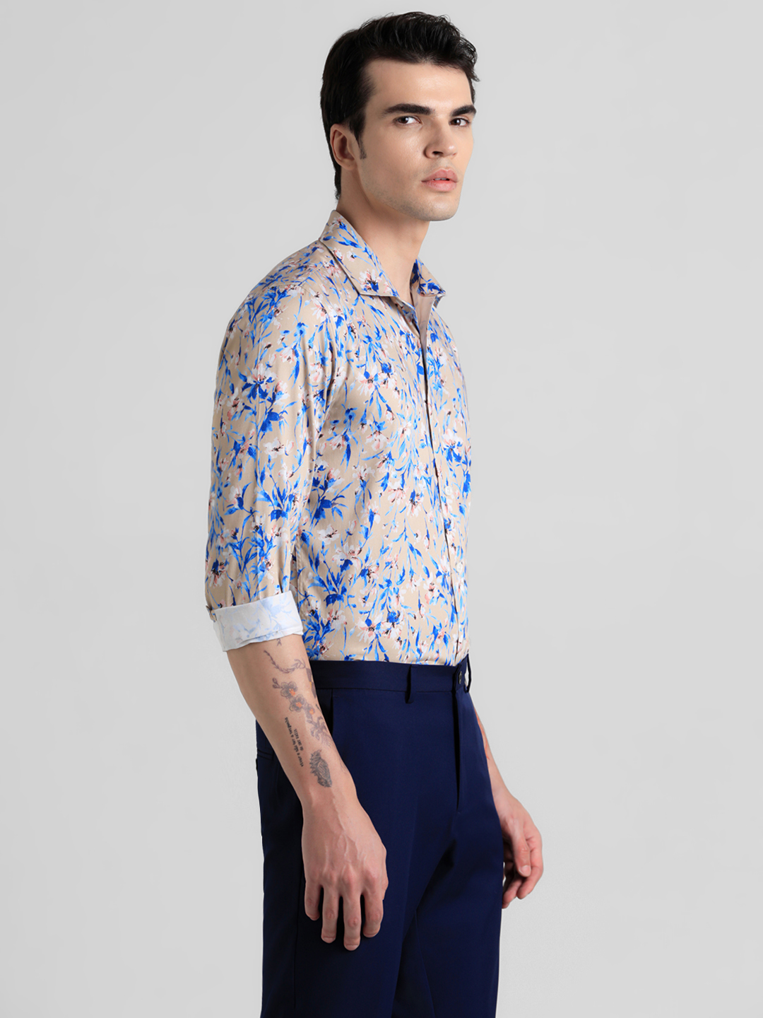 Jack & Jones Men Floral Print Brown Shirt