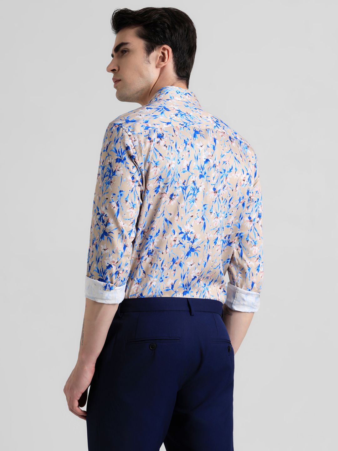 Jack & Jones Men Floral Print Brown Shirt