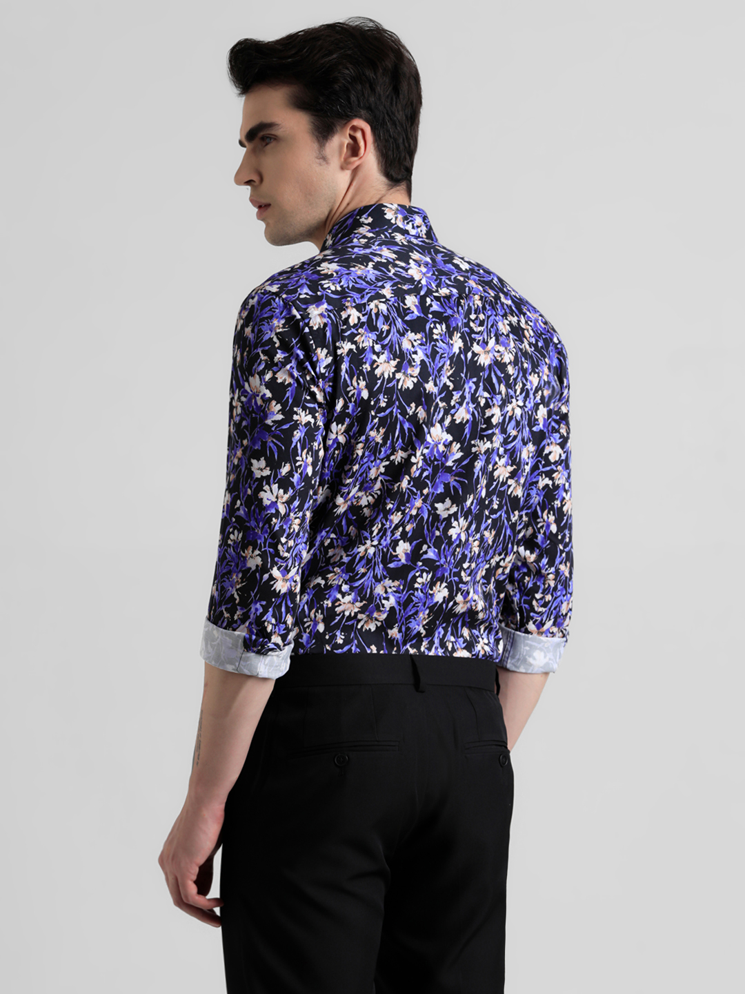 Jack & Jones Men Floral Print Black Shirt