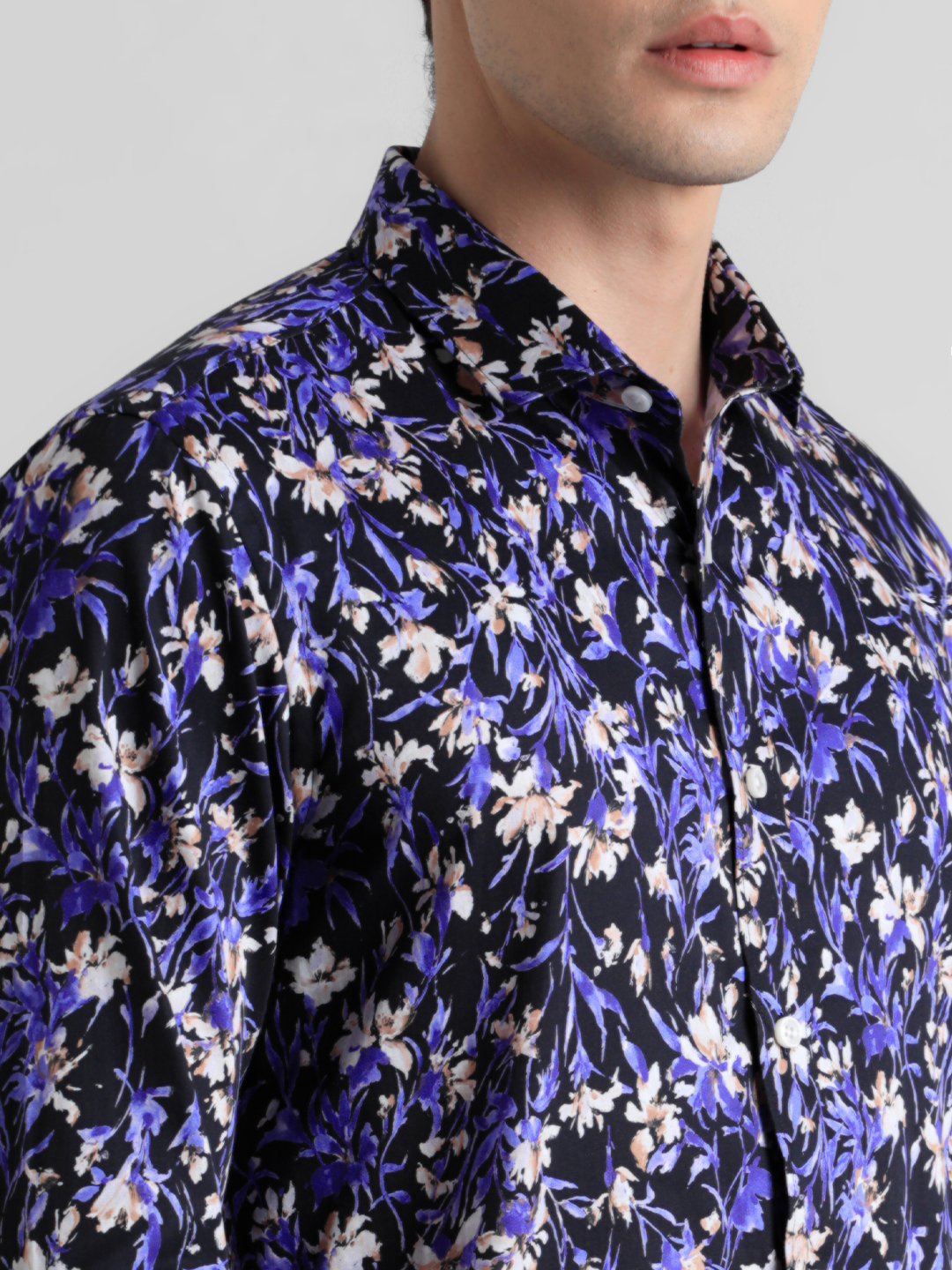 Jack & Jones Men Floral Print Black Shirt