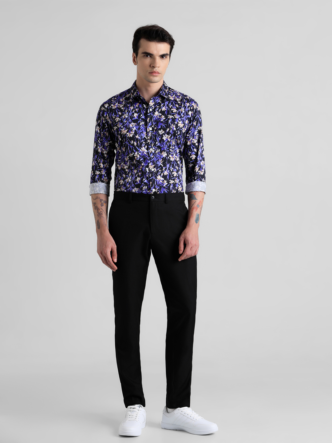 Jack & Jones Men Floral Print Black Shirt