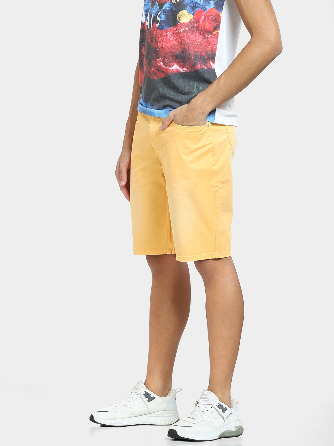 Jack & Jones Men Solid Yellow Shorts