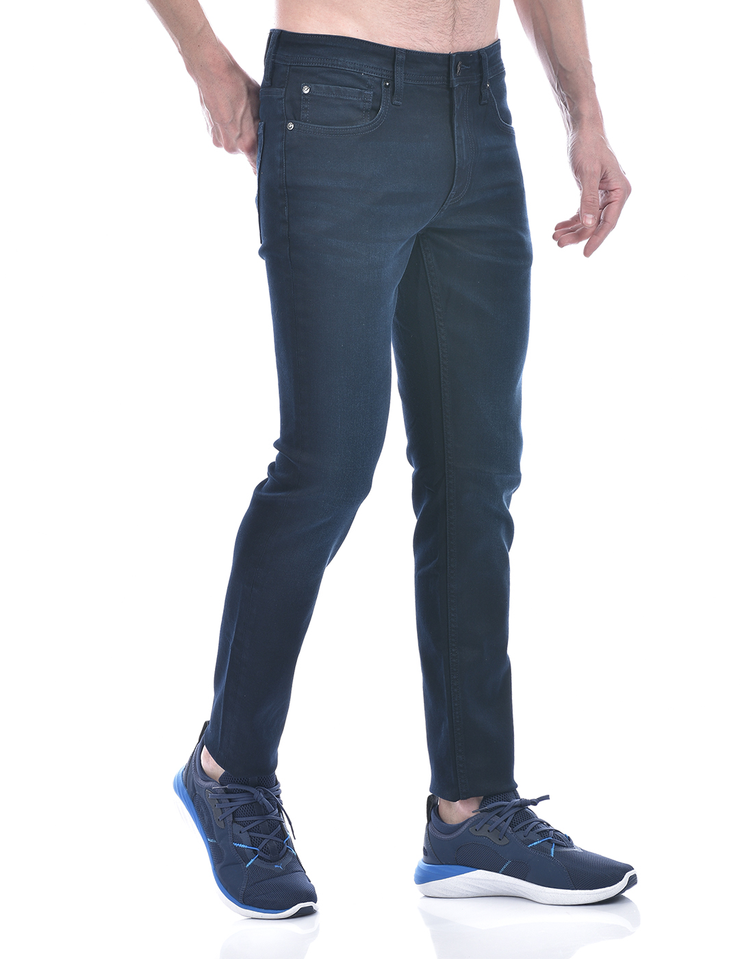 Jack & Jones Men's Skinny Fit Solid Dark Blue Jeans