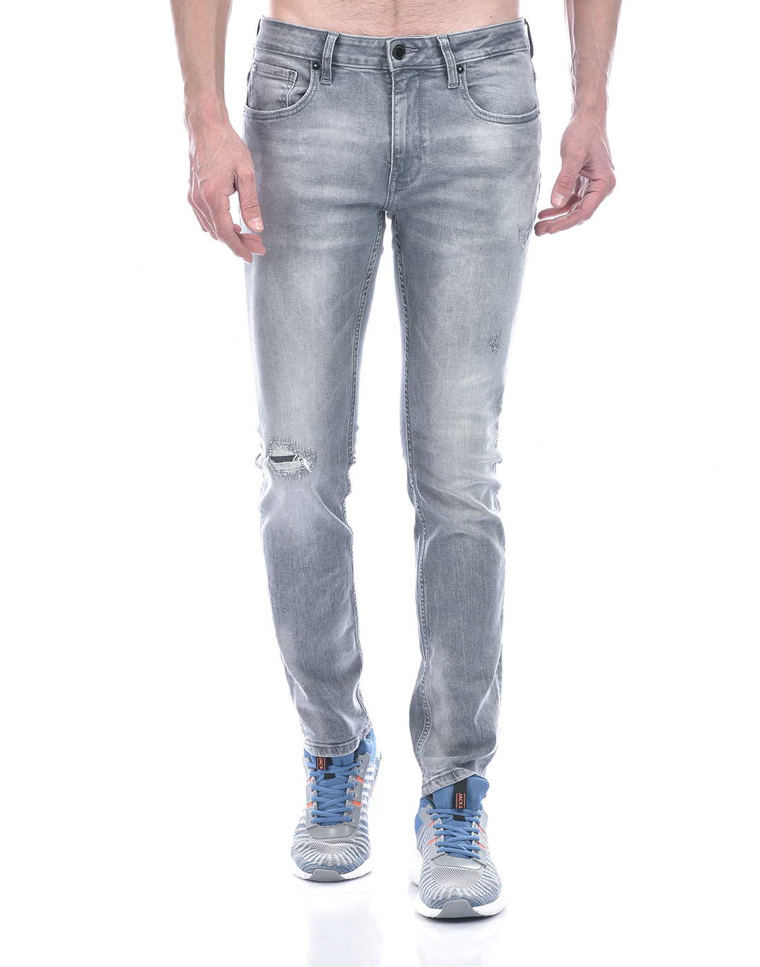 Jack & Jones Men Solid Grey Jeans