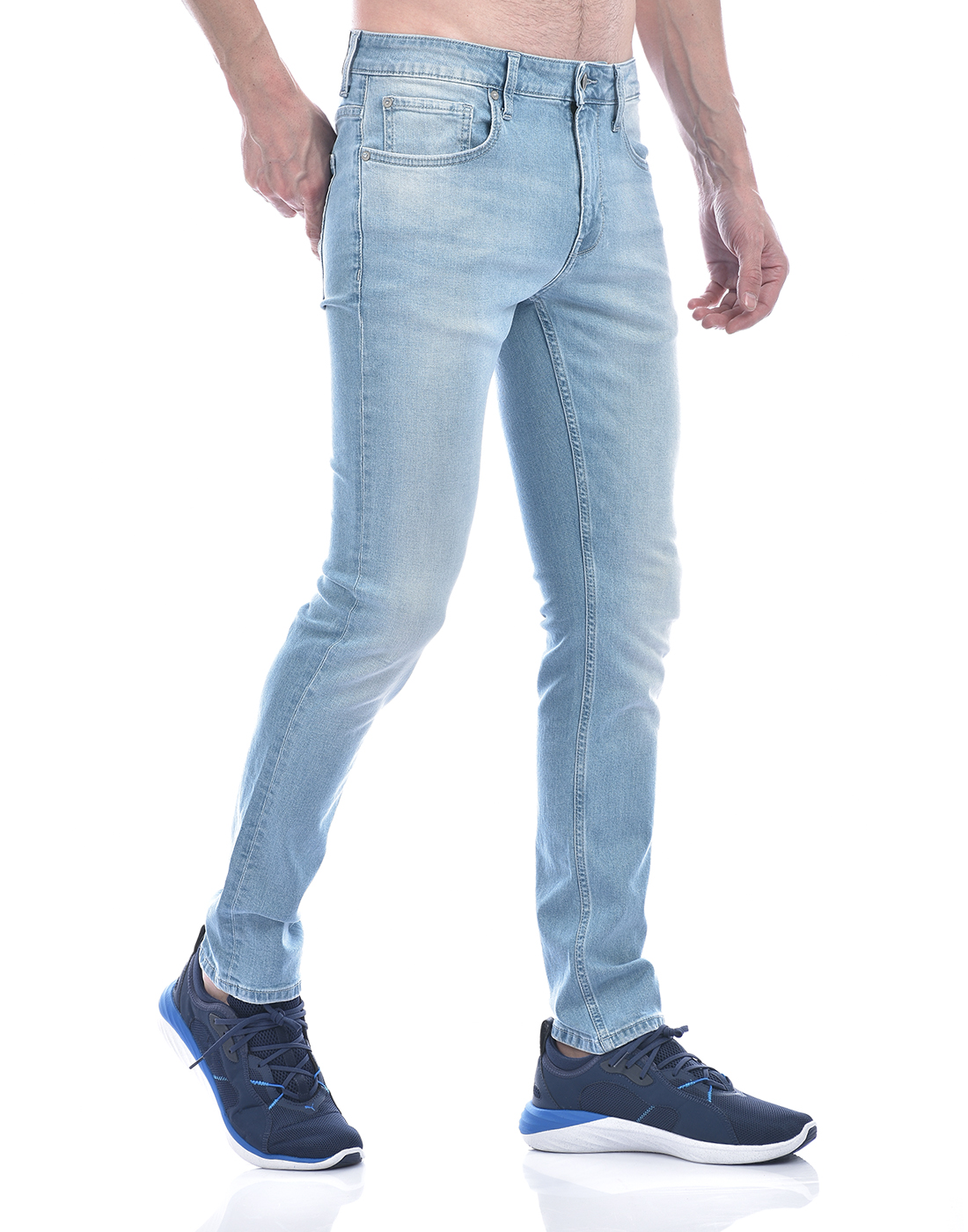 Jack & Jones Men Solid Light Blue Jeans