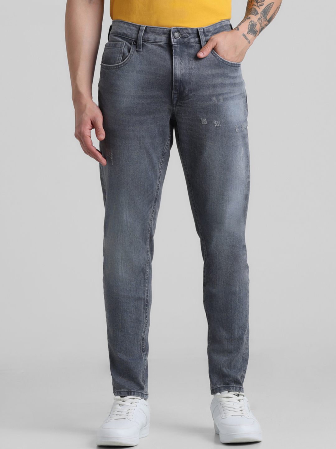 Jack & Jones Men Solid Grey Jeans