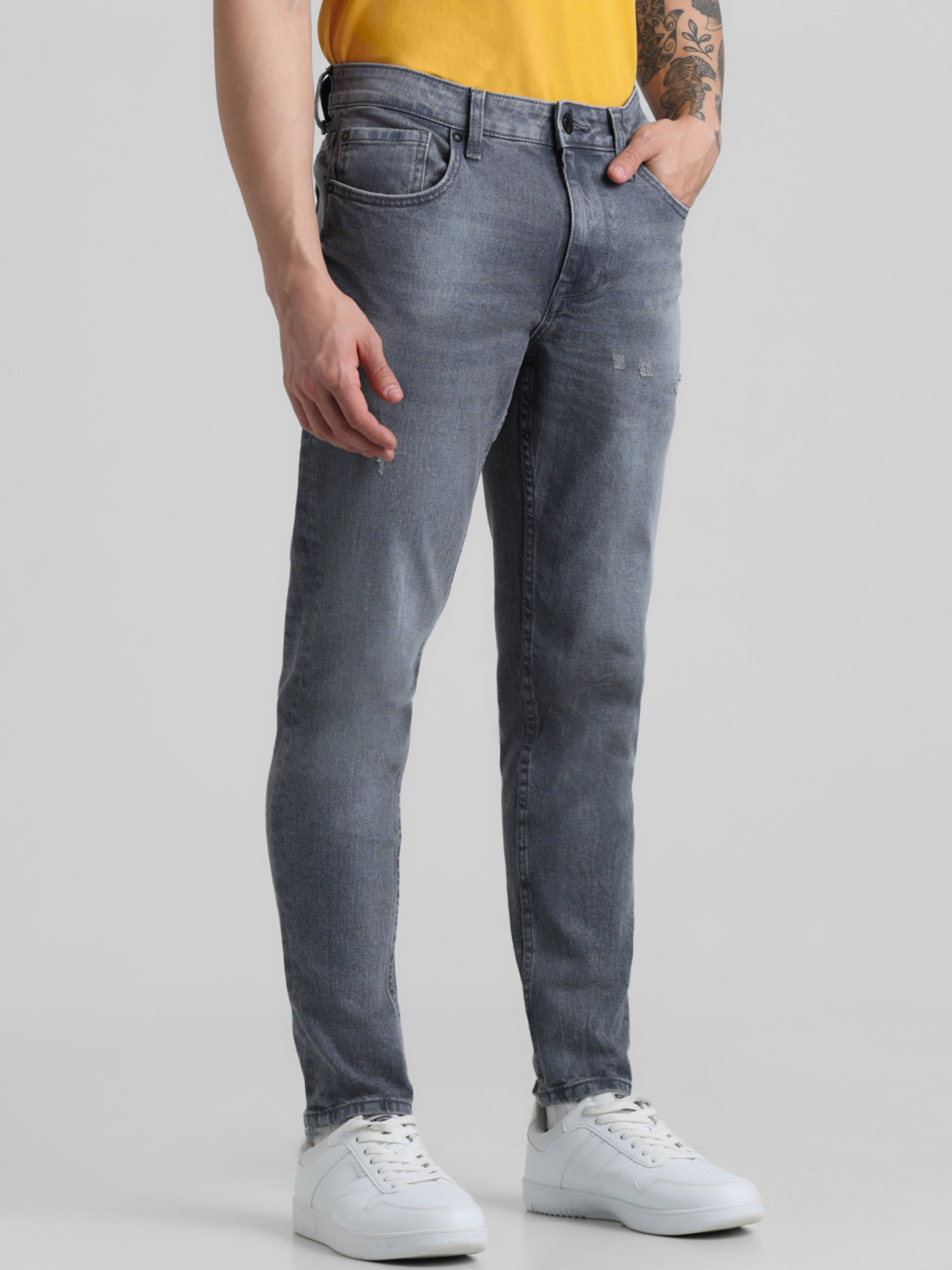 Jack & Jones Men Solid Grey Jeans