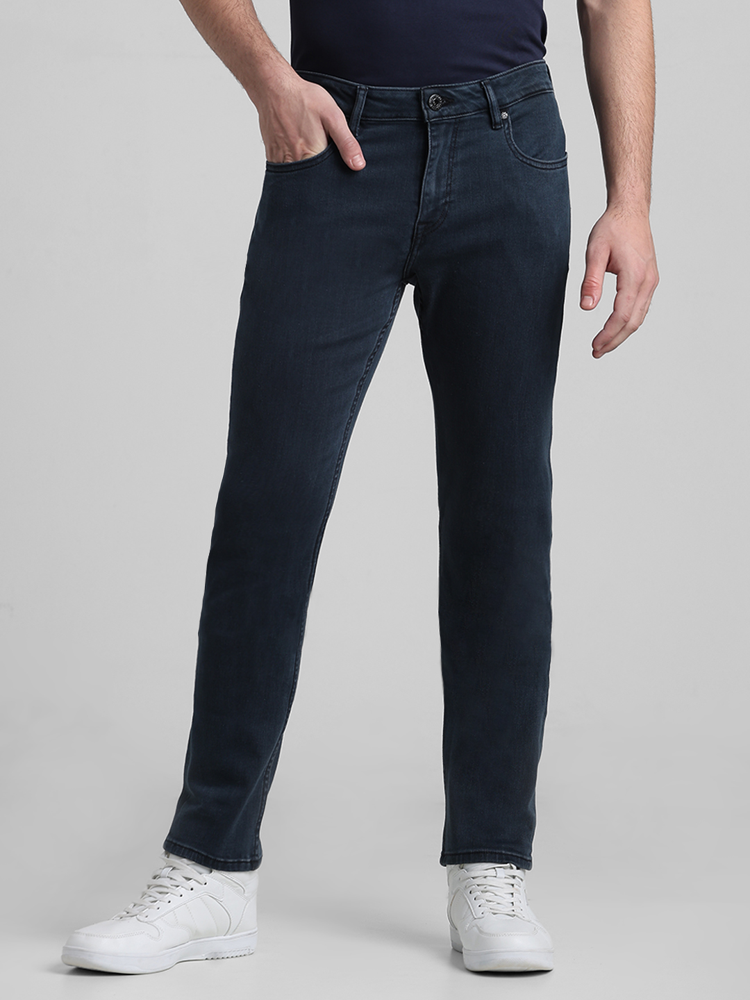 Jack & Jones Men Solid Dark Blue Jeans
