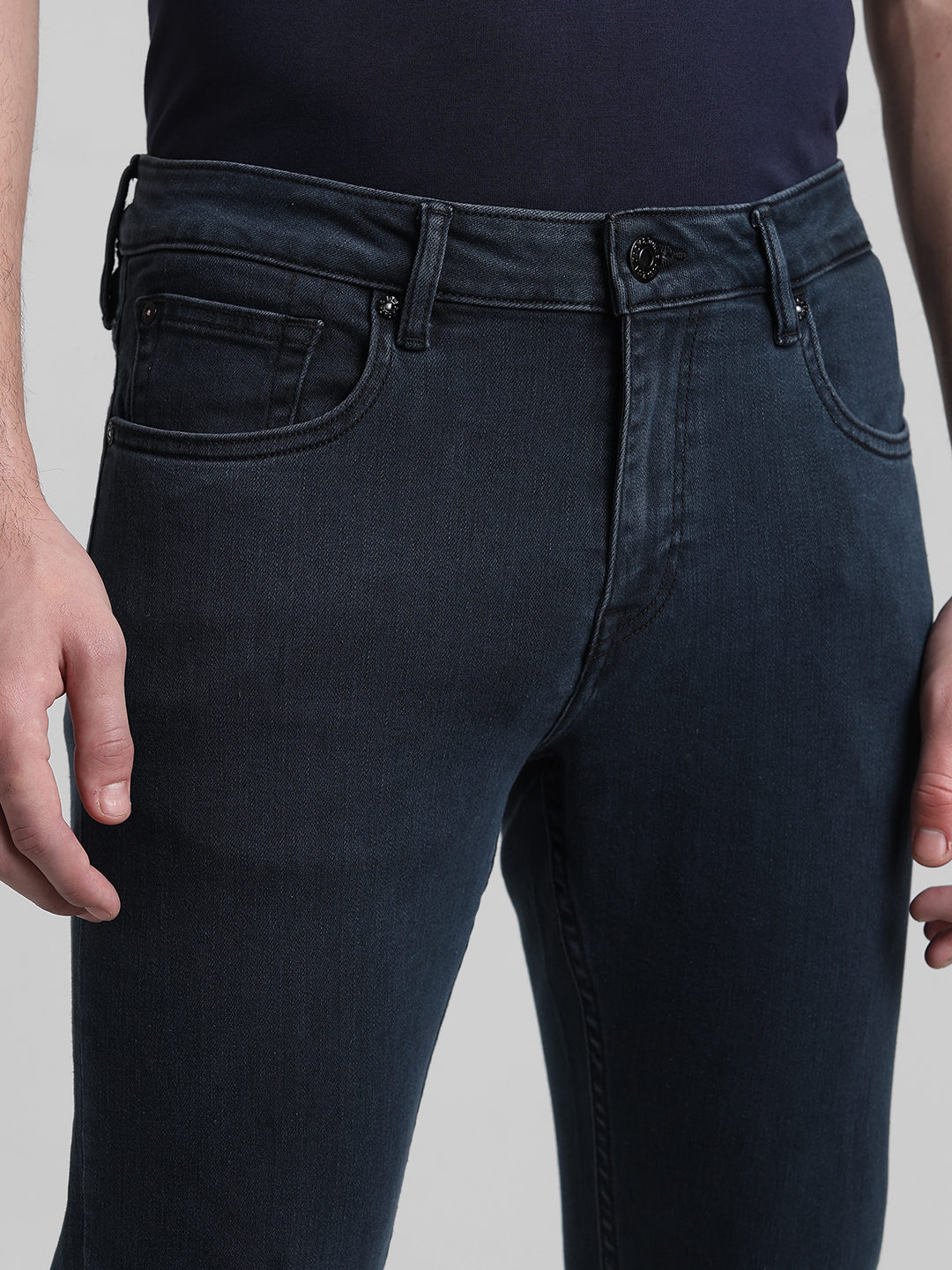 Jack & Jones Men Solid Dark Blue Jeans
