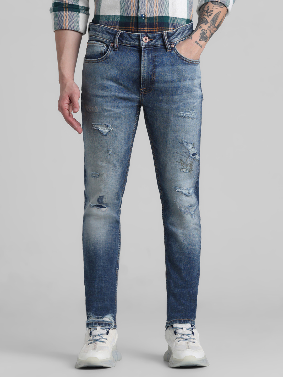 Jack & Jones Men Solid Blue Jeans