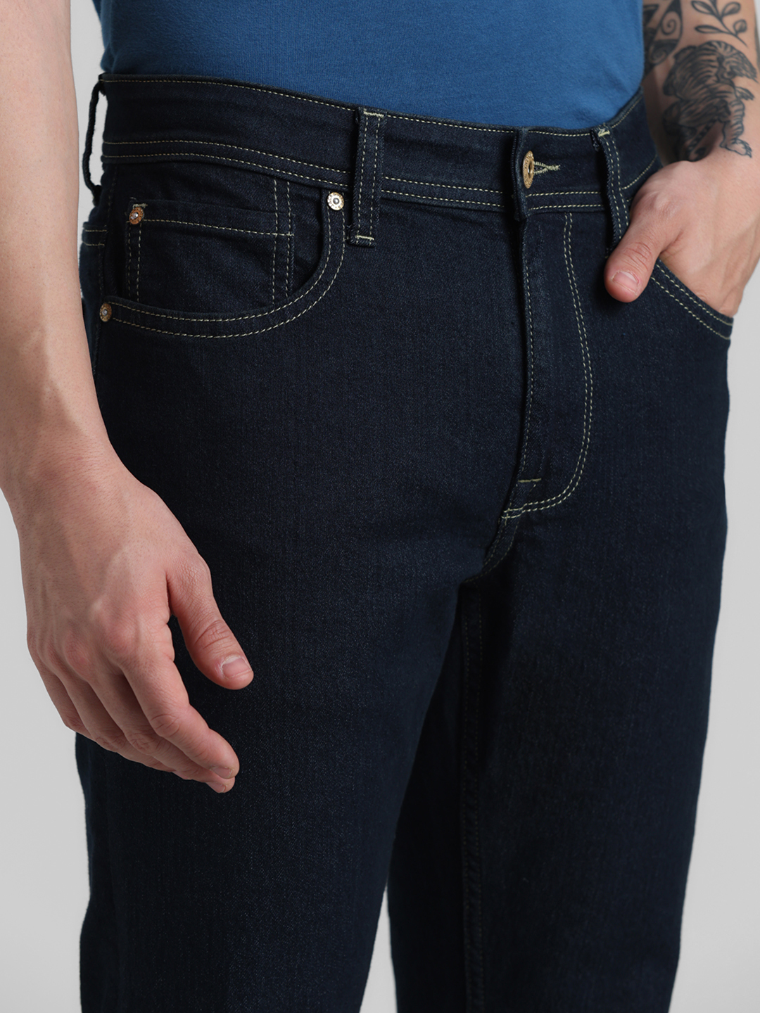 Jack & Jones Men Solid Dark Blue Jeans